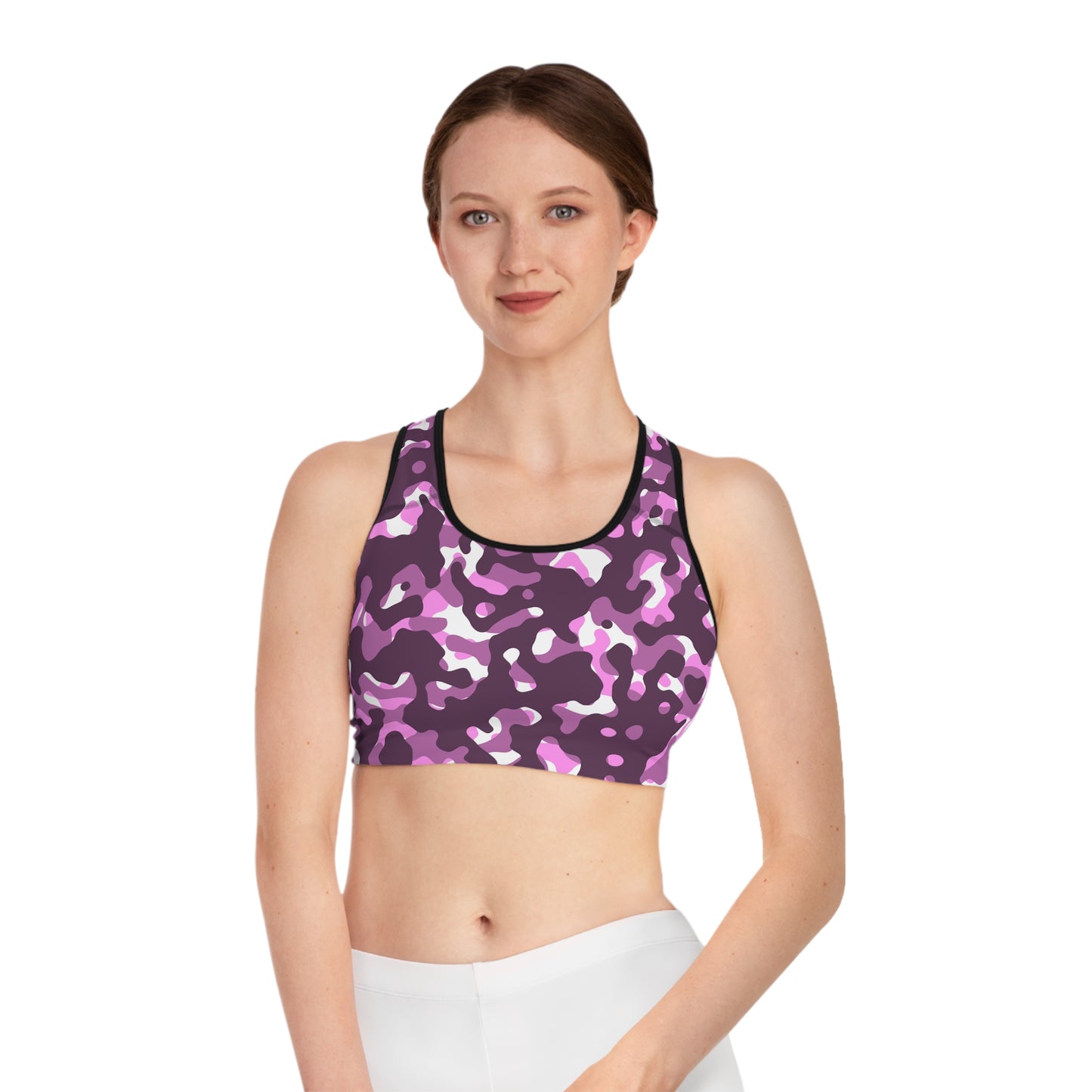 Stylish Sports Bra, Activewear, Workout Apparel, Gym Top, Fitness Gear, Camo Print