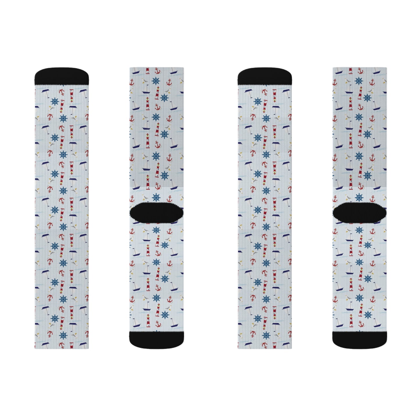 Nautical Sublimation Socks - Cozy Beach-Themed Footwear, Perfect for Summer Days, Gift for Him/Her, Casual Wear, Holiday Socks