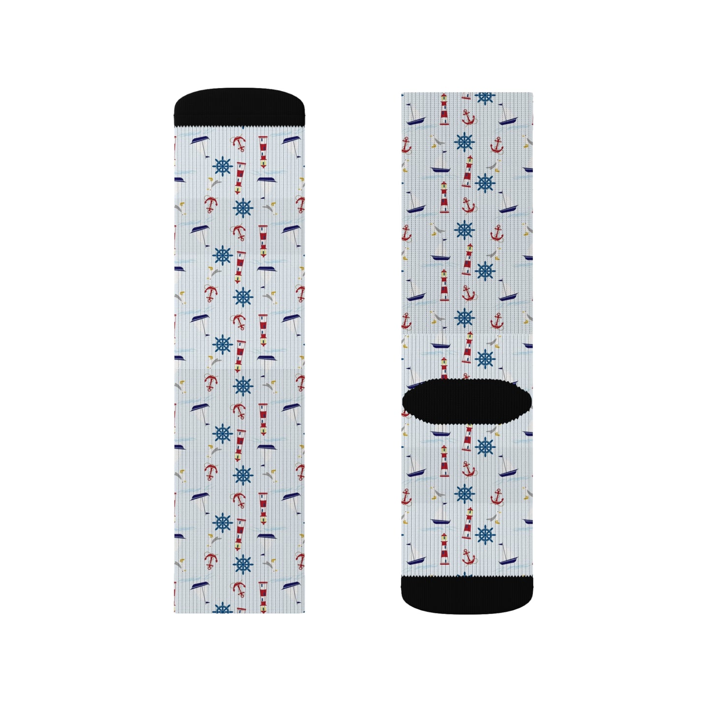 Nautical Sublimation Socks - Cozy Beach-Themed Footwear, Perfect for Summer Days, Gift for Him/Her, Casual Wear, Holiday Socks