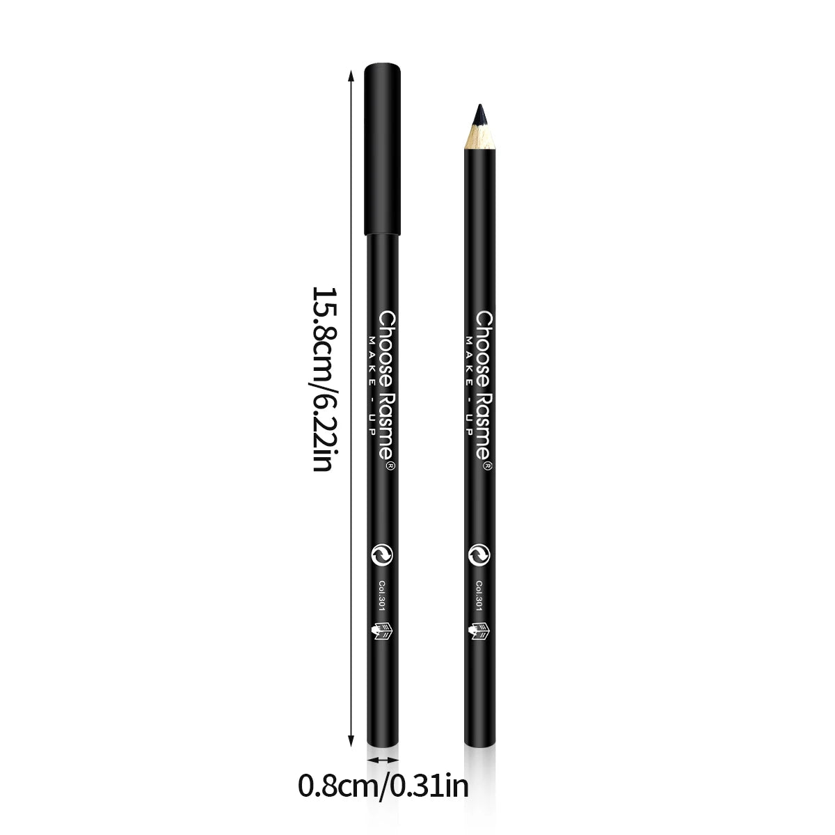 12pcs Black Eyeliner Pencil, Wooden Rod Pen, Solid Black Hook Eye Liner with Various Makeup, Eyeliner, Makeup