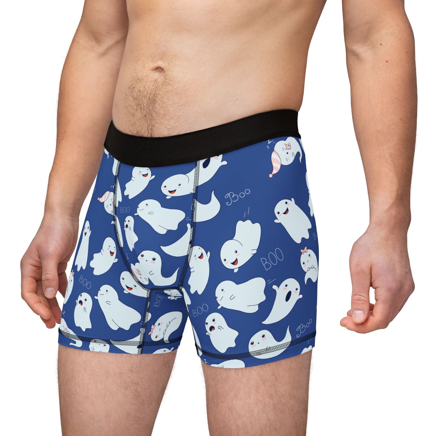 Spooky Ghost Men's Boxers, Halloween Underwear, Fun AOP Shorts, Unique Sleepwear, Gift for Men