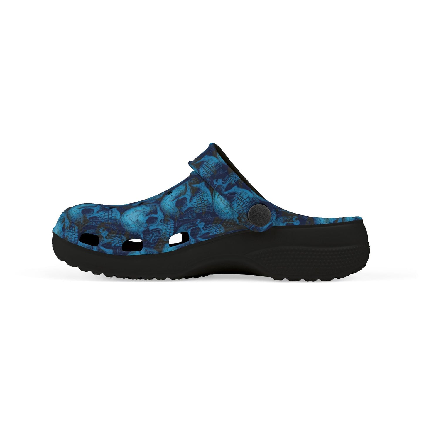 Blue Skull Pattern Kid's Clogs, Fun EVA Foam Shoes for Kids, Stylish Summer Footwear, Perfect for Playdates, Festivals, Birthdays