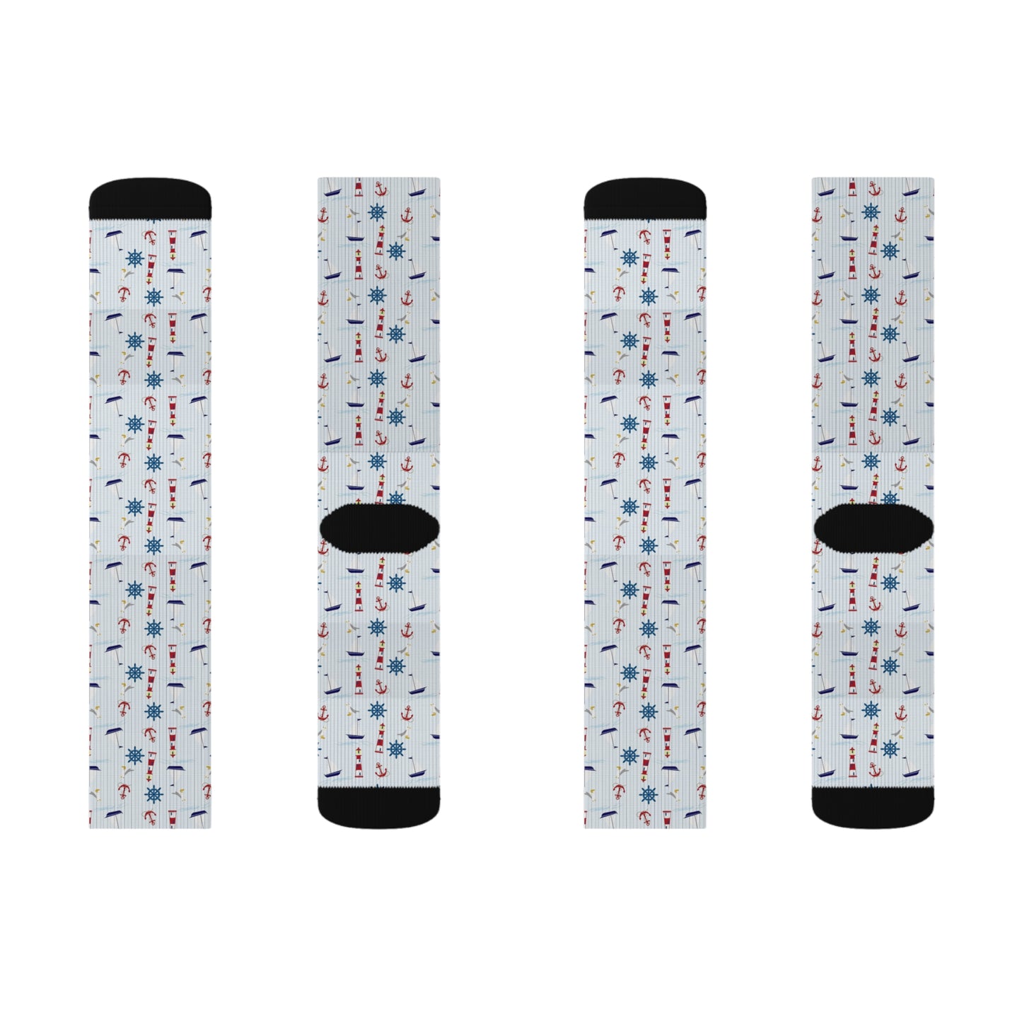 Nautical Sublimation Socks - Cozy Beach-Themed Footwear, Perfect for Summer Days, Gift for Him/Her, Casual Wear, Holiday Socks