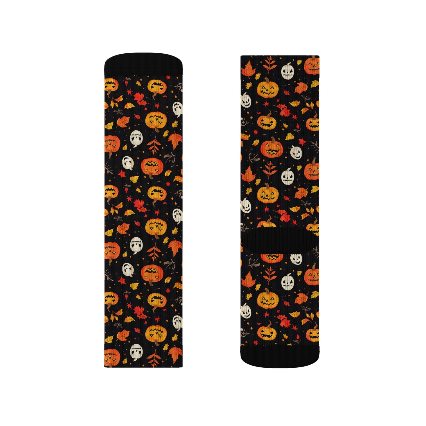 Halloween Pumpkin Pattern Socks, Fun Fall Accessories, Cozy Holiday Gift, Seasonal Wear, Cute Stocking Stuffers, Sublimation Socks