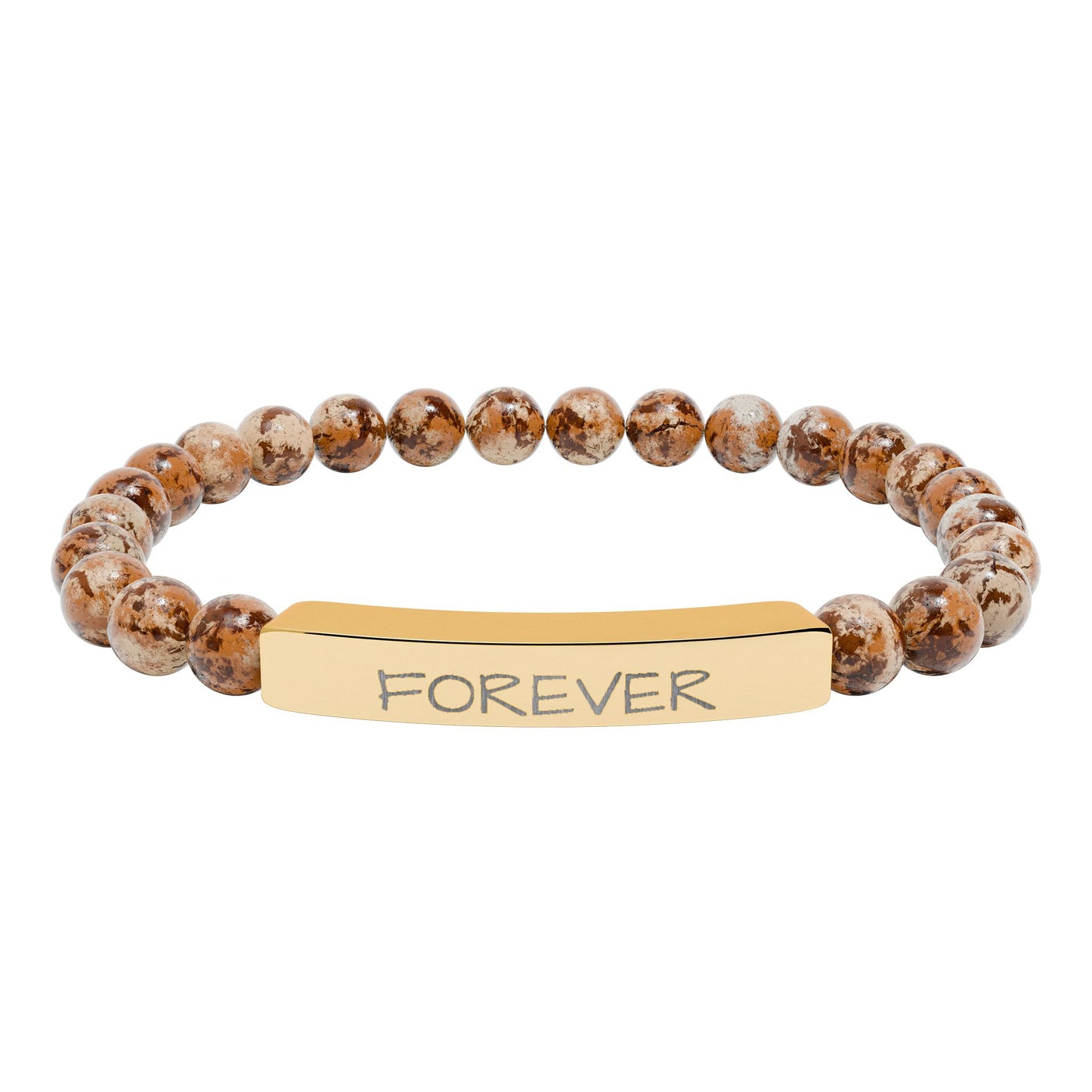 Engraved 'FOREVER' Natural Stone Stretch Bracelet
