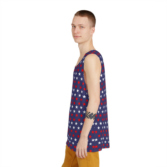 Patriotic Star Pattern Men's Tank Top | Casual Summer Wear, 4th of July Celebration, Beach Day, Independence Day Outing, Festival Clothing