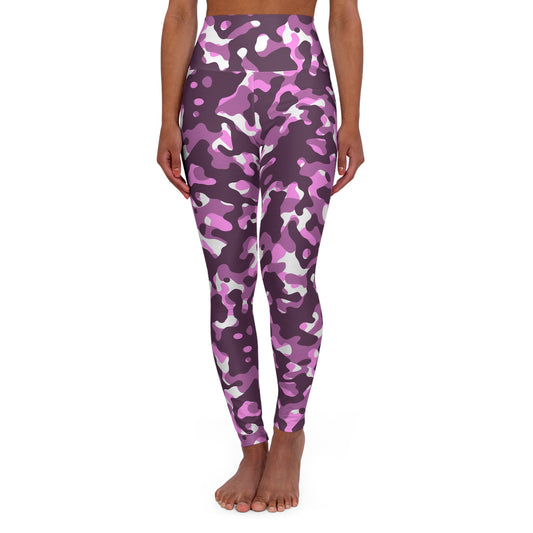 Stylish High Waisted Yoga Leggings, Comfortable Workout Tights, Trendy Exercise Leggings, Fitness Apparel, Purple Camouflage Activewear