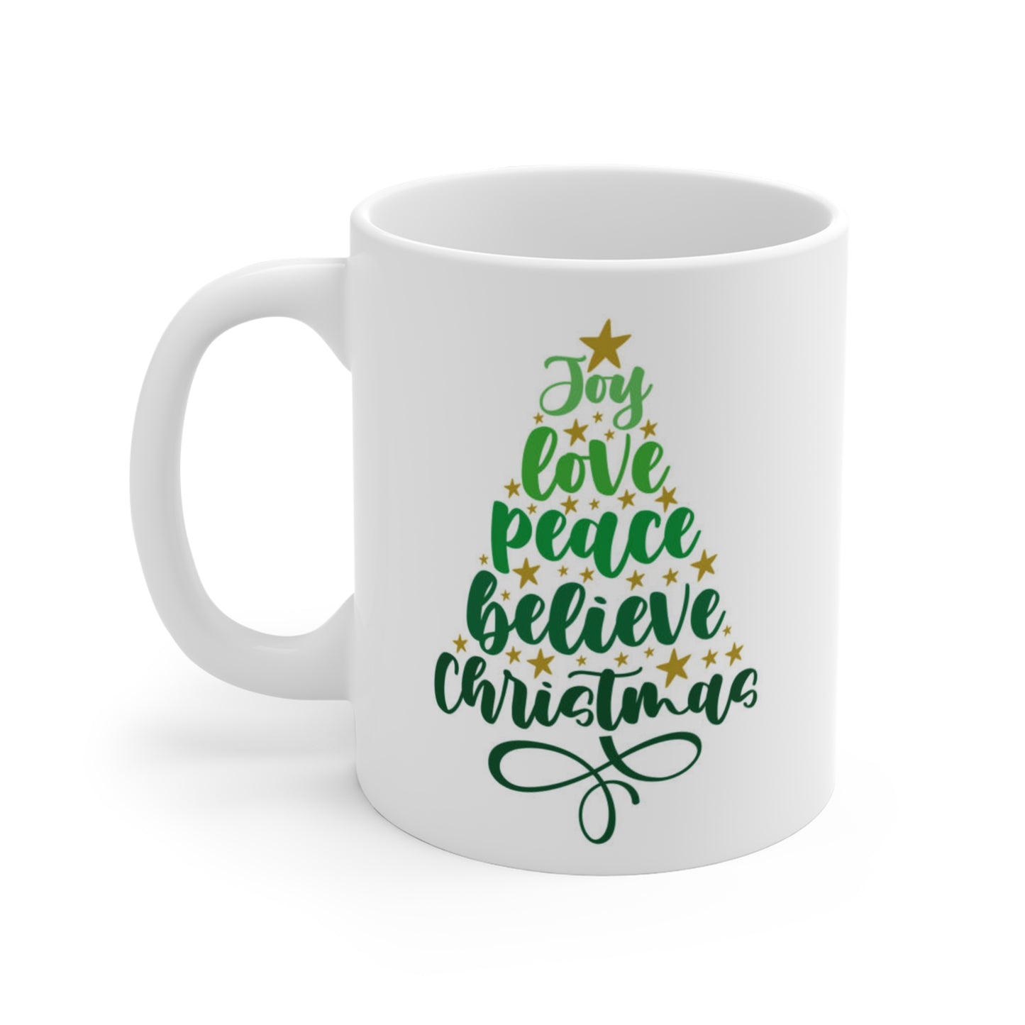 Joyful Christmas Mug - 11oz Coffee Cup with Tree Design