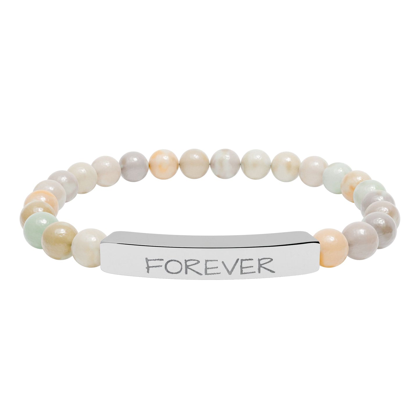 Engraved 'FOREVER' Natural Stone Stretch Bracelet