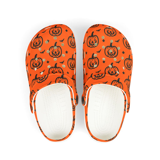 Halloween Pumpkin Kid's Clogs, Fun Foam Shoes, Playful Halloween Footwear, Toddler Halloween Accessories, Kids Holiday Shoes