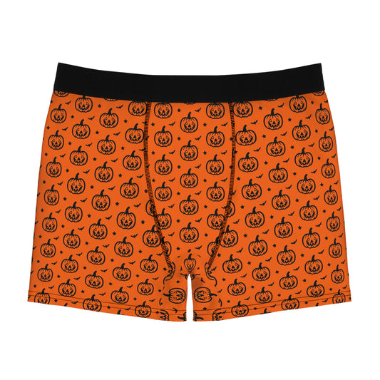 Men's Halloween Pumpkin Boxer Briefs, Fun Men's Underwear, Holiday Loungewear, Spooky Costume Accessory, Gift for Him
