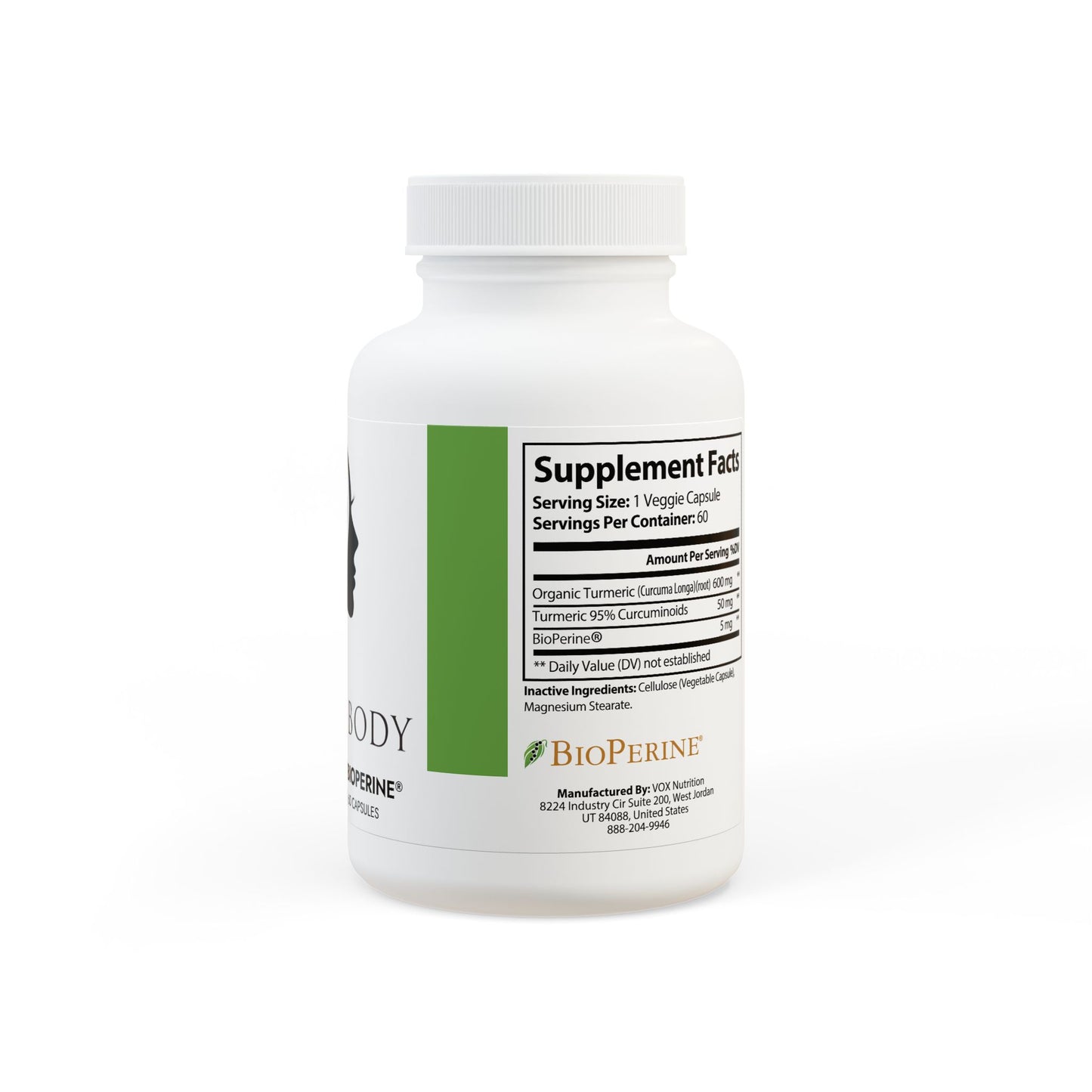 Turmeric with BioPerine® (Black Pepper Fruit Extract) Supplement (60 Capsules)