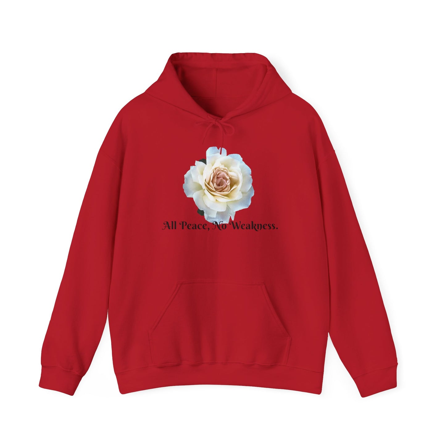 Unisex Floral Hoodie with ‘All Peace, No Weakness’ Quote, Cozy Sweatshirt, Gift for Friends, Inspirational Apparel, Lounge Wear