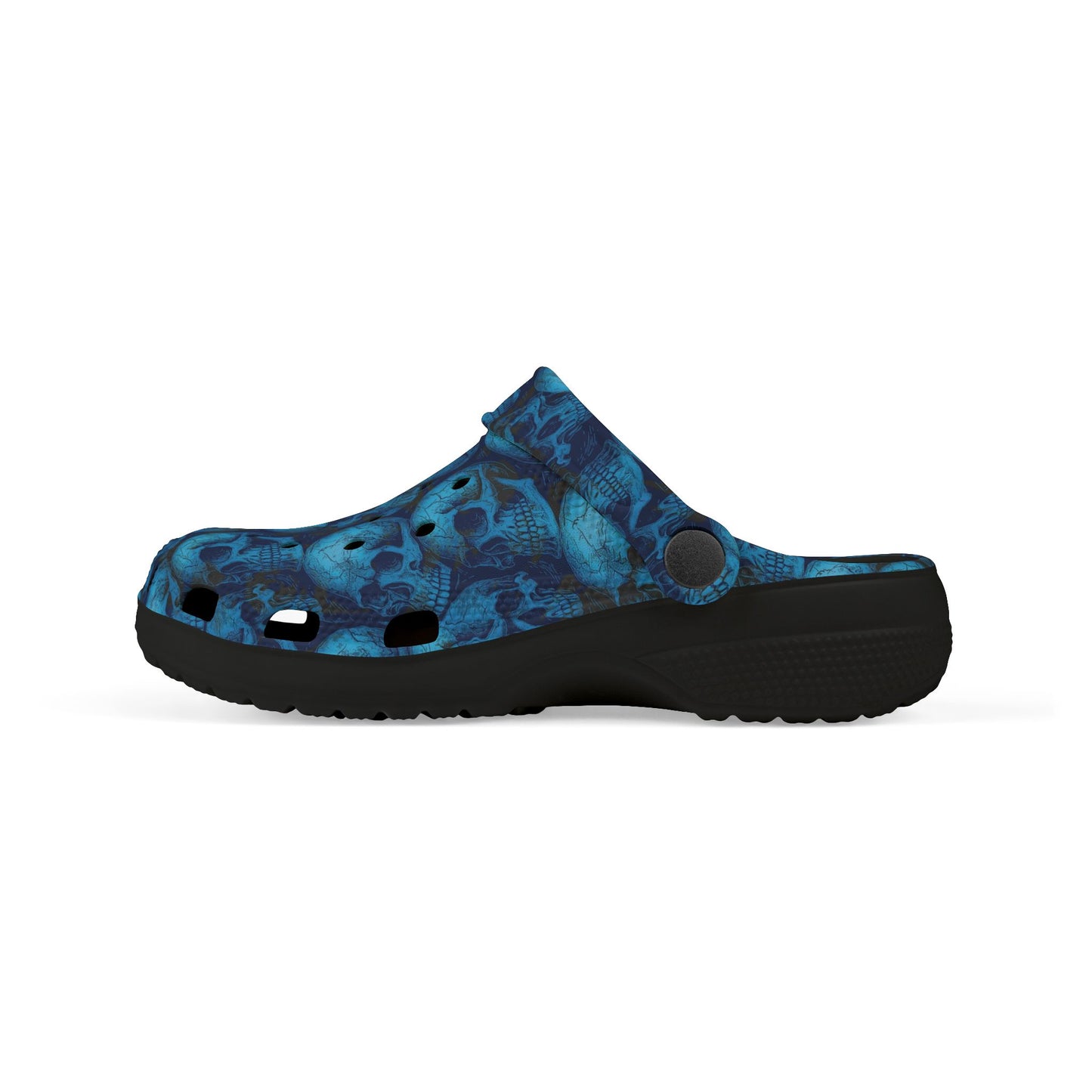 Blue Skull Pattern Kid's Clogs, Fun EVA Foam Shoes for Kids, Stylish Summer Footwear, Perfect for Playdates, Festivals, Birthdays