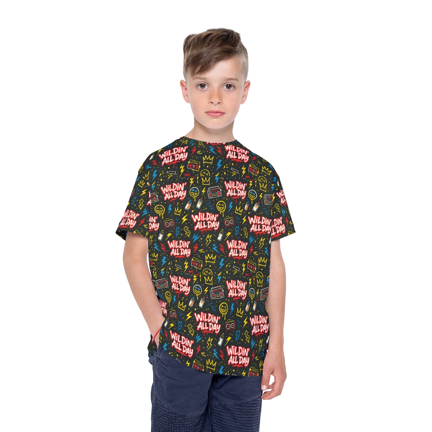 Kids Wildin' All Day Sports Jersey - Fun Sports Tee for Active Kids, Perfect for Birthdays, Sports Events, Playdates, and Summer Activities
