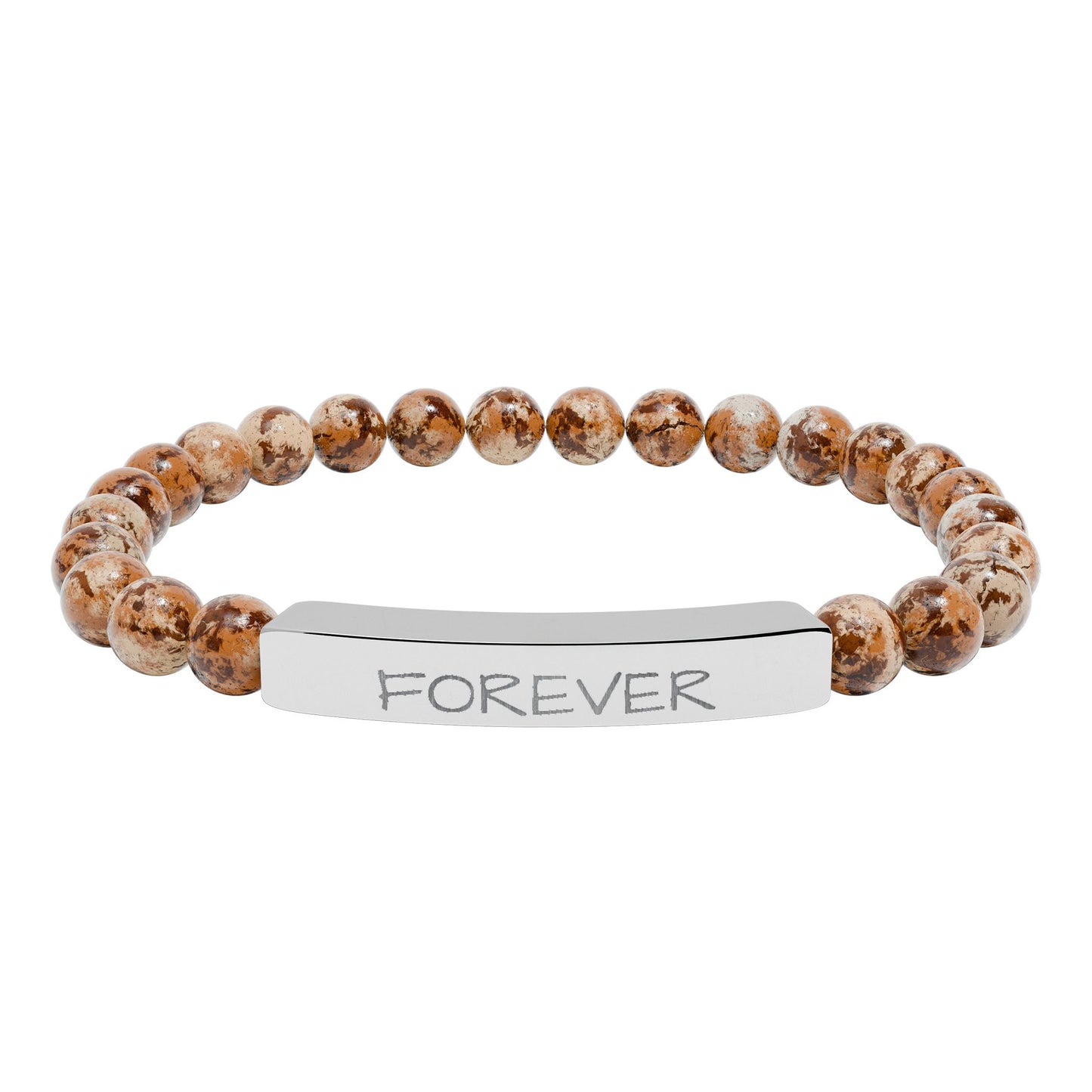 Engraved 'FOREVER' Natural Stone Stretch Bracelet