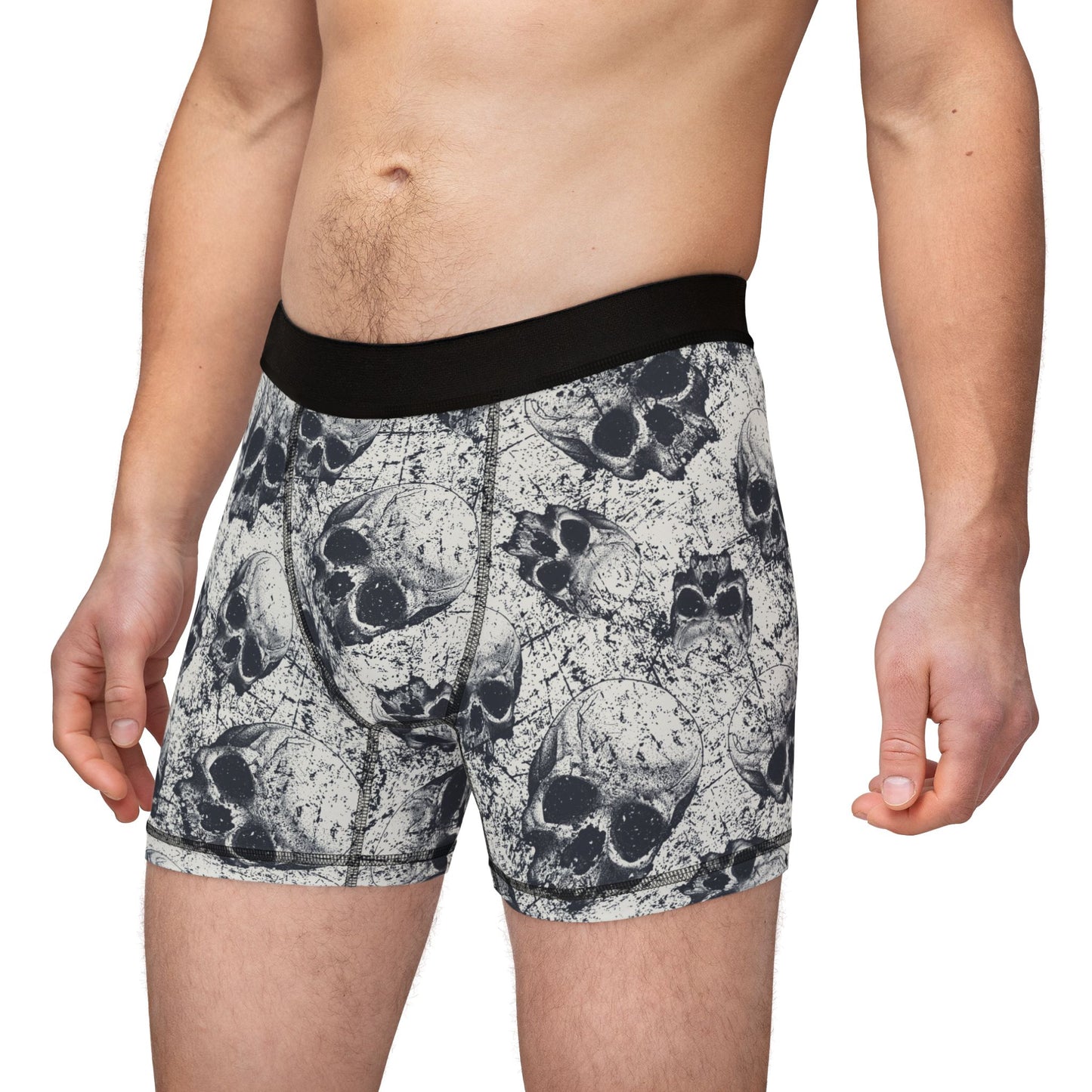 Skull Print Men's Boxers, Gothic Underwear, Unique Men's Loungewear, Halloween Gift, Comfortable Boxer Briefs