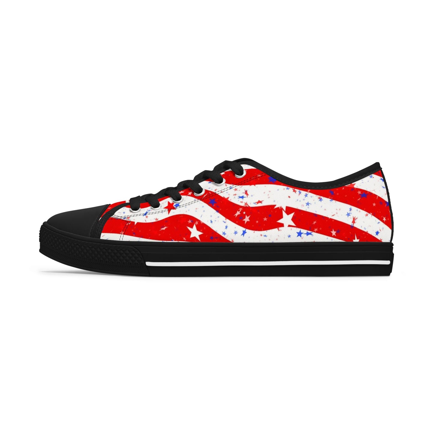 Patriotic Low Top Sneakers for Women, Comfortable Red White Blue Kicks, Ideal for 4th of July, Casual Everyday Wear, Festival Footwear