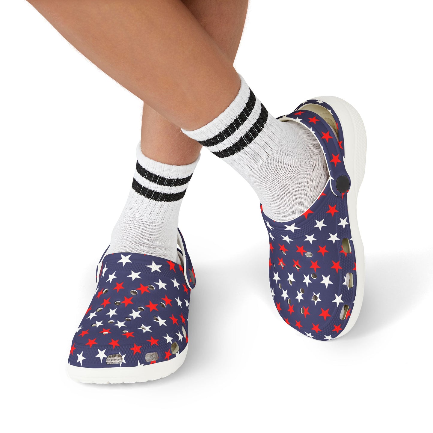 Patriotic Kid's EVA Foam Clogs, Colorful Starry Clogs for Play, Summer Sandals, Holiday Footwear, Kid's Garden Shoes