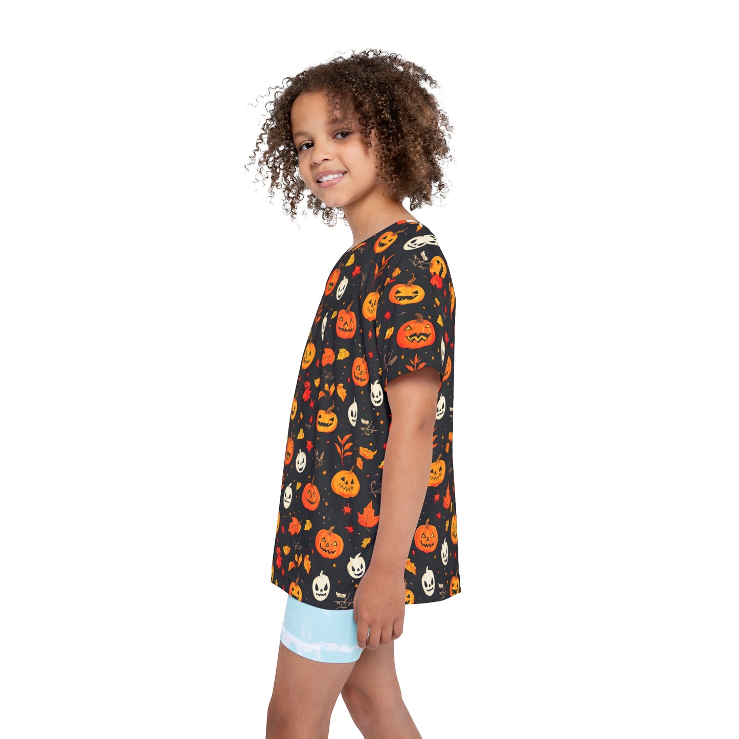 Kids Halloween Sports Jersey, Fun Fall Tee, Pumpkin Theme Athletic Shirt, Seasonal Playwear, Trick or Treat Apparel