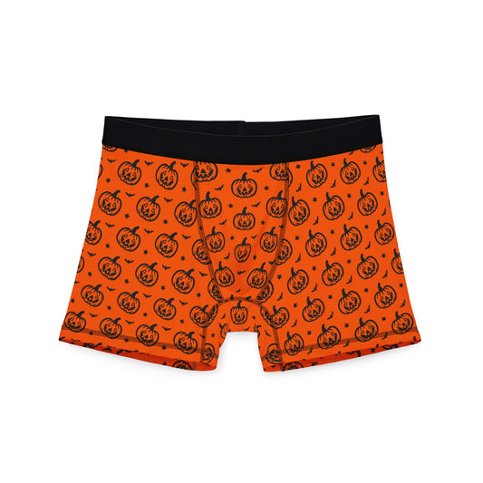 Halloween Pumpkin Men's Boxers, Spooky Underwear, Holiday Gift, Gift for Him, Fun Boxers, AOP Boxer Shorts