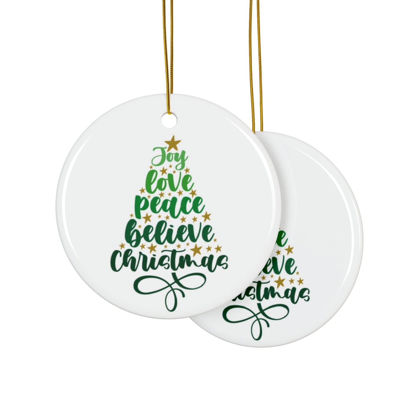Joyful Christmas Ceramic Ornaments Set - Double-Sided Decor for Holidays