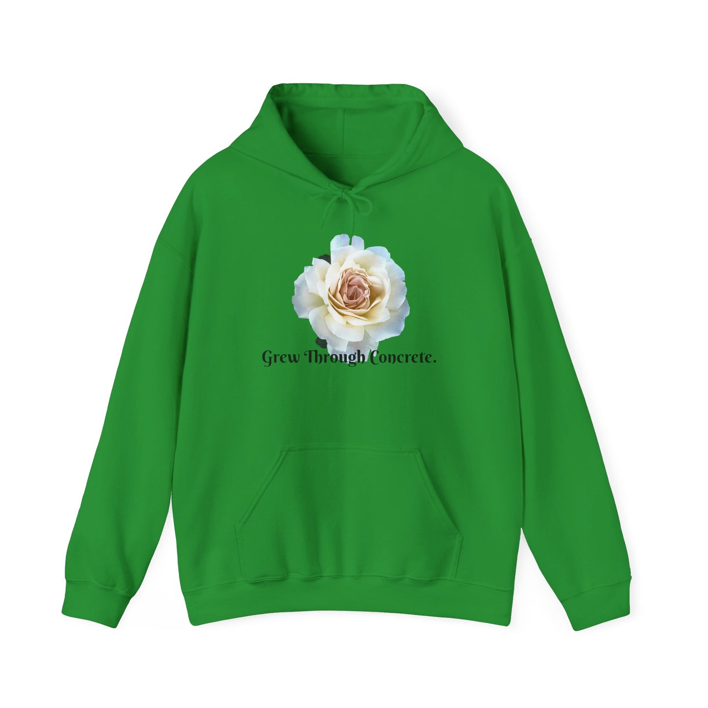 Inspirational Floral Hoodie - Grow Through Concrete, Cozy Sweatshirt, Gift for Nature Lovers, Motivational Apparel, Unisex Fashion