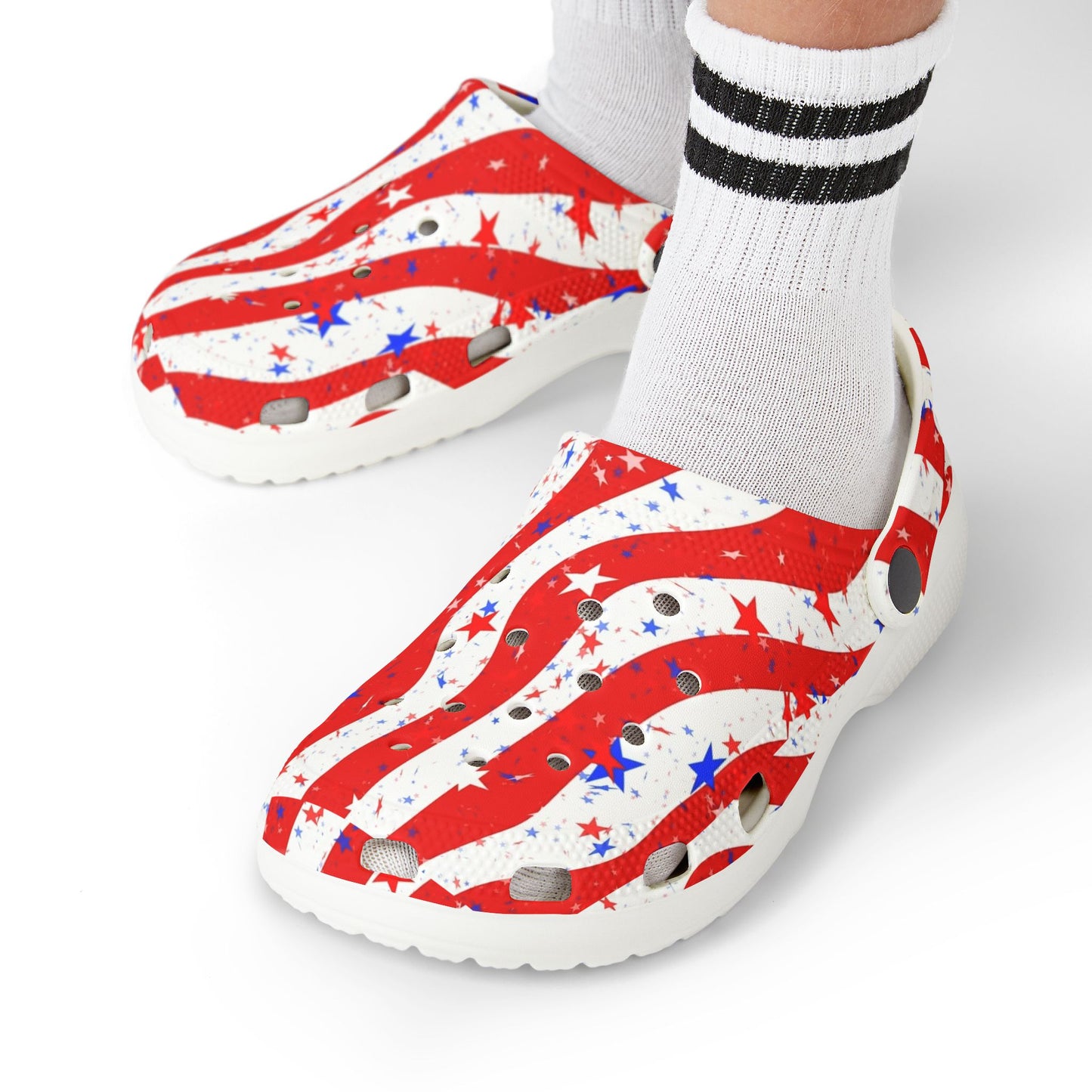 Patriotic Kid's EVA Foam Clogs - Fun, Festive Summer Footwear for Kids, Perfect for Independence Day, Family Gatherings, and Playtime