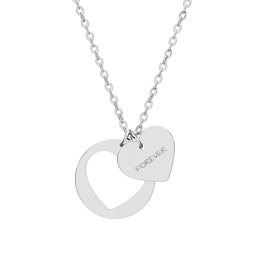 Engraved Heart Cutout Necklace — Personalized Heart Pendant Necklace (Sterling/Rose Gold)