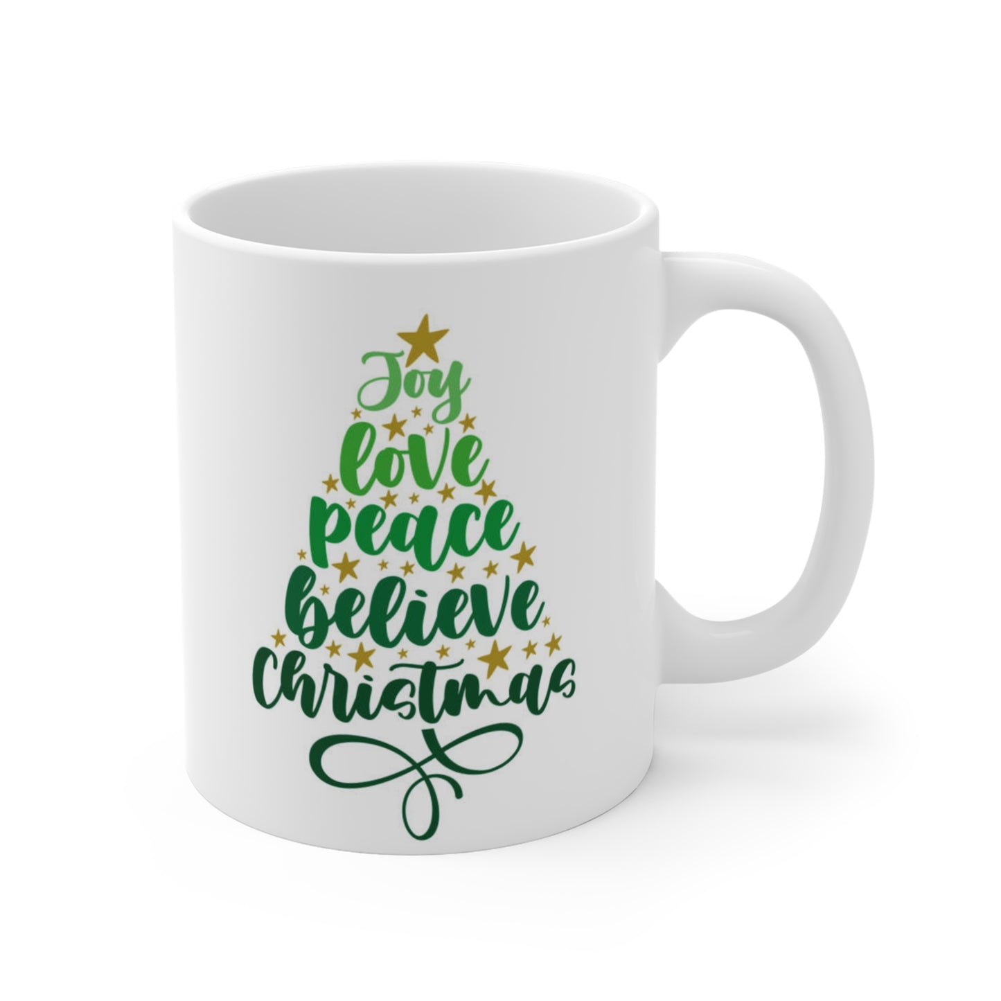Joyful Christmas Mug - 11oz Coffee Cup with Tree Design