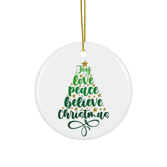 Joyful Christmas Ceramic Ornaments Set - Double-Sided Decor for Holidays