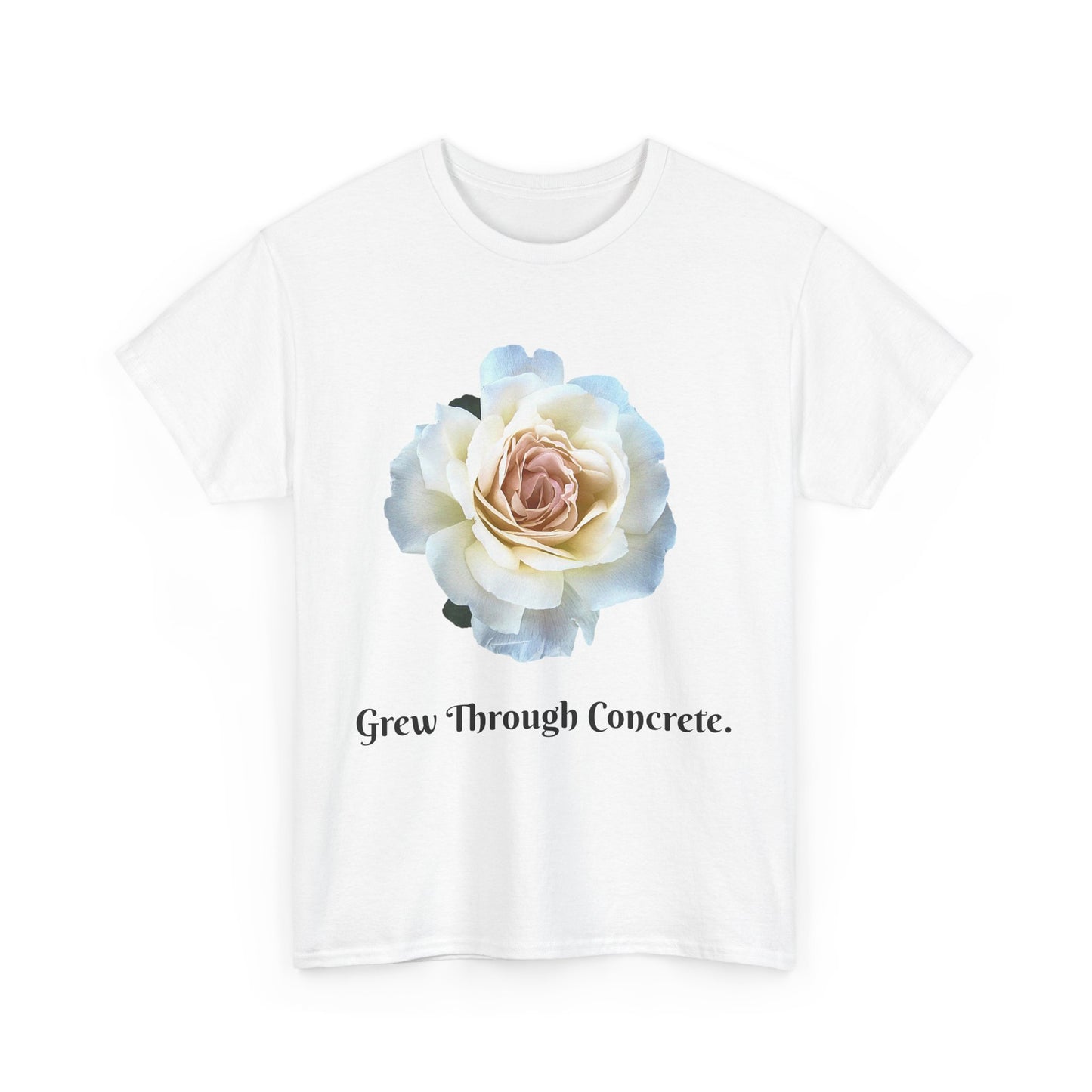 Grew Through Concrete Tee | Inspirational Unisex Heavy Cotton T-Shirt, Casual Wear, Gift for Nature Lovers, Birthday, Motivational Apparel