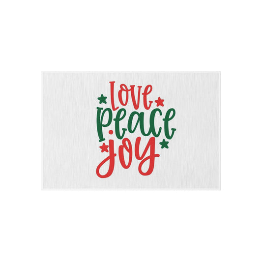 Festive Outdoor Rug - Love Peace Joy Design