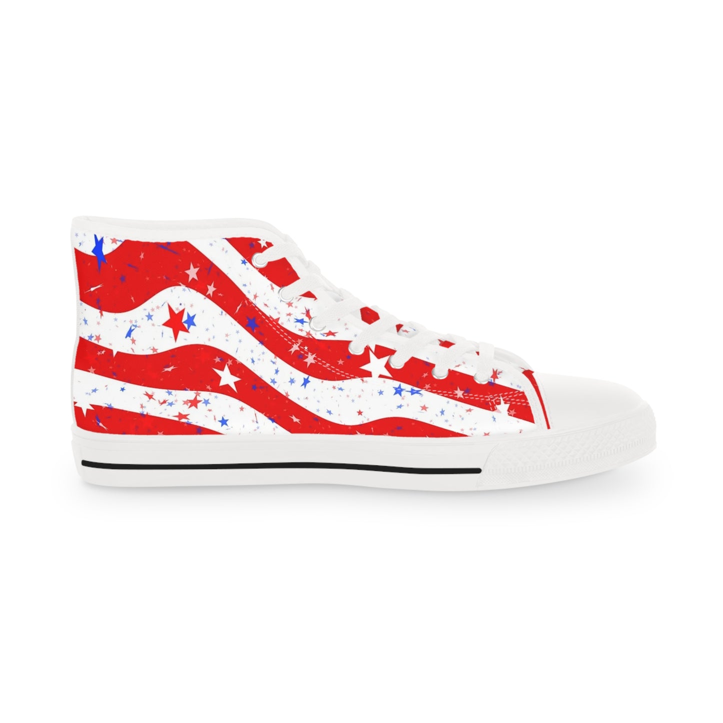 Patriotic High Top Sneakers | Stars & Stripes Comfort Footwear, Festival Shoes, Independence Day Gear, Casual Style, Gift for Him