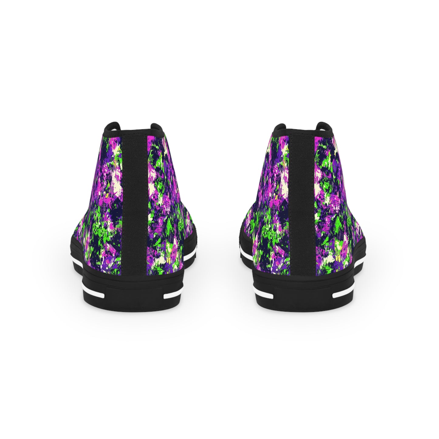 Men's High Top Sneakers with Abstract Purple and Green Design - Stylish Footwear for Casual Outfits, Trendy Streetwear, Gift for Men