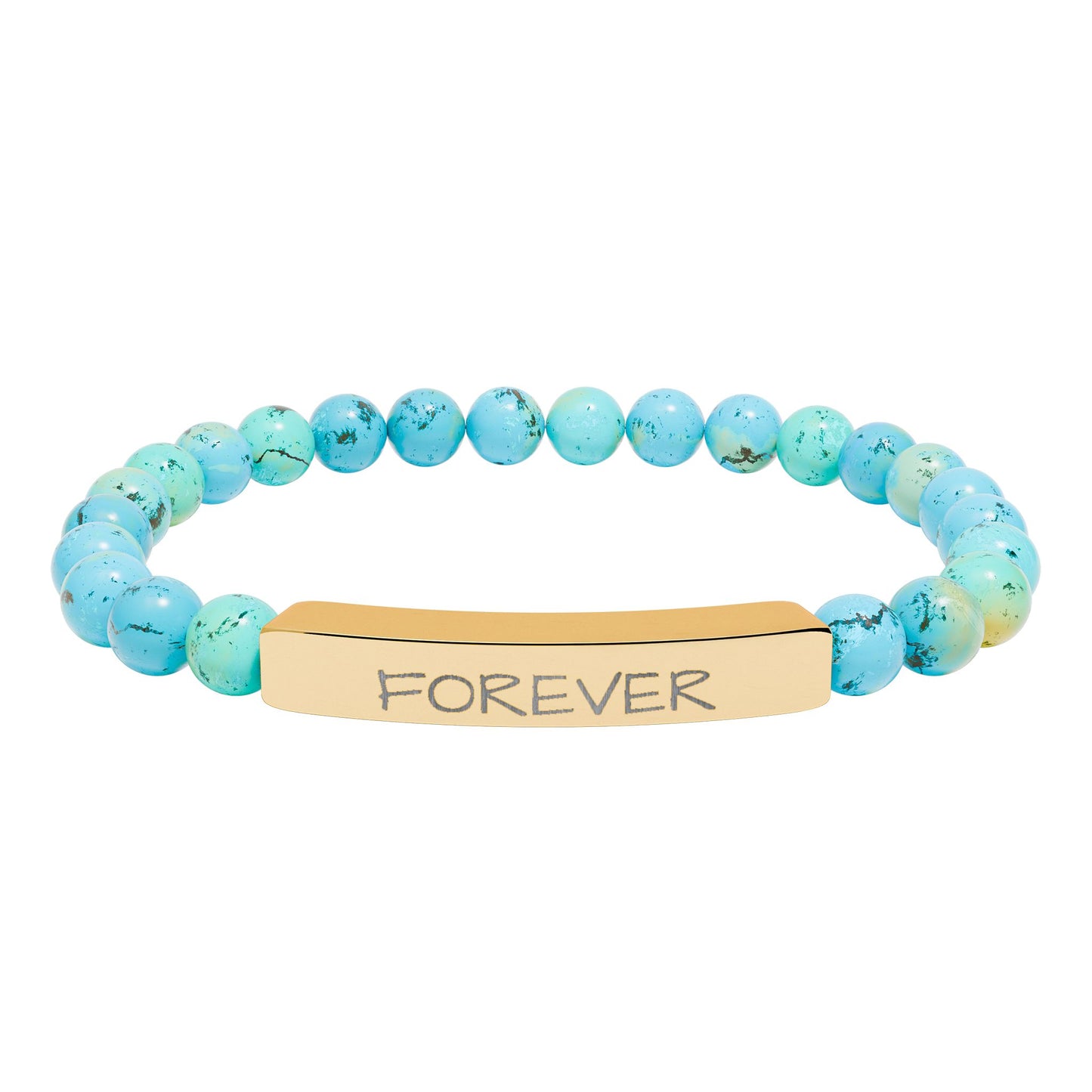 Engraved 'FOREVER' Natural Stone Stretch Bracelet