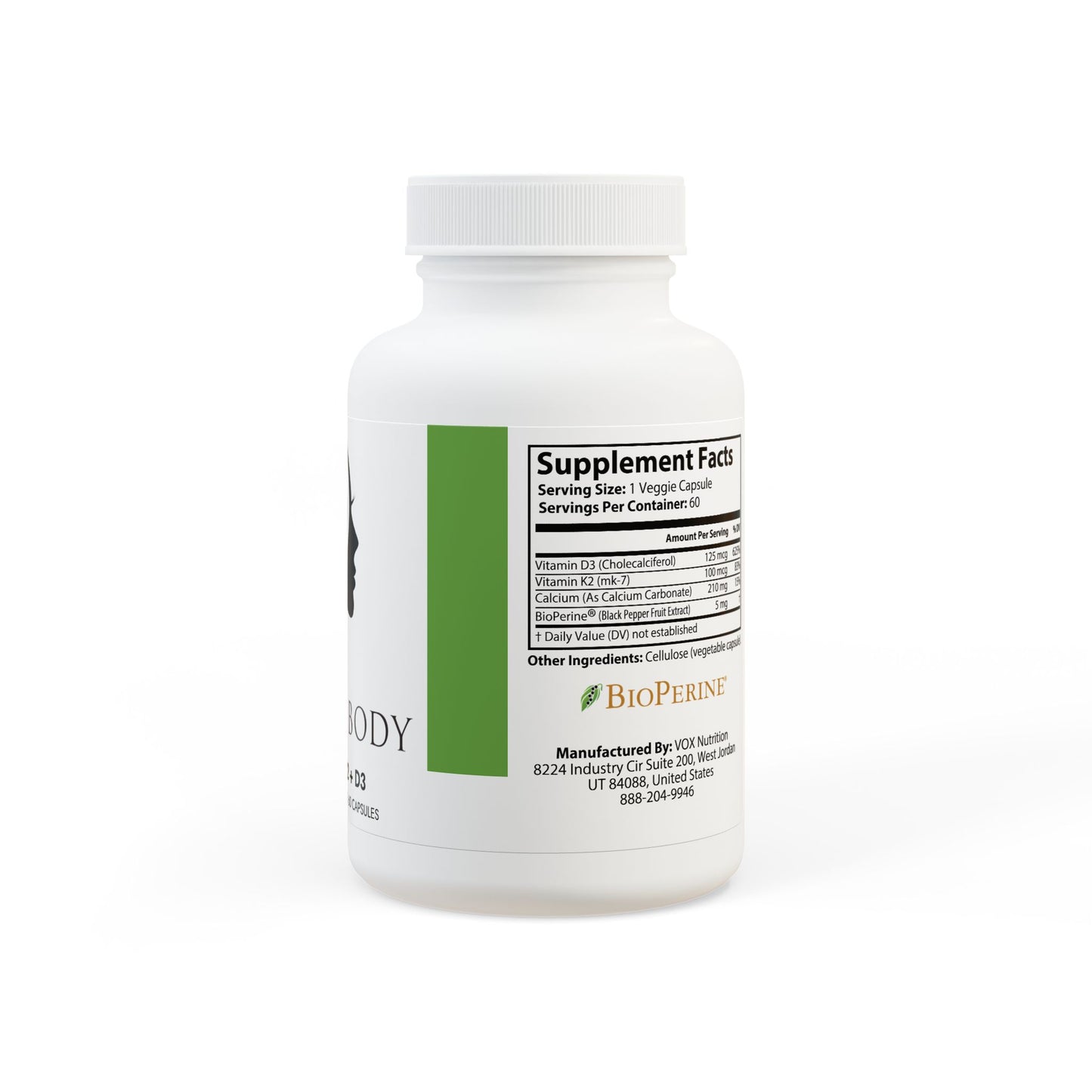 Vitamin K2 + D3 Supplement (60 Capsules)