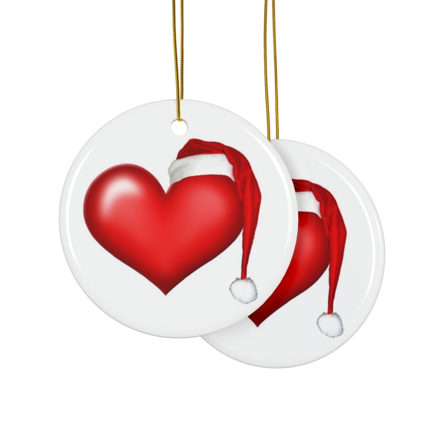 Heart-Shaped Holiday Ornaments - Double-Sided Ceramic, Perfect for Christmas Decor