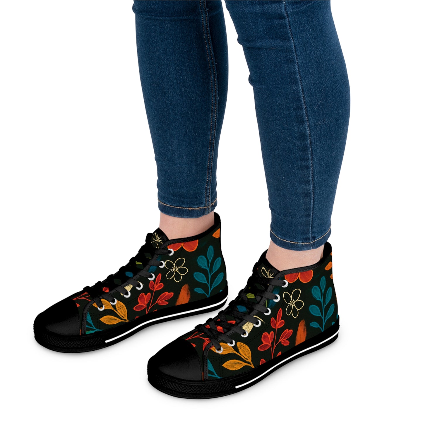 Floral High Top Sneakers - Stylish, Trendy Footwear for Women, Casual Wear, Everyday Fashion, Unique Gifts, Spring/Summer Vibes