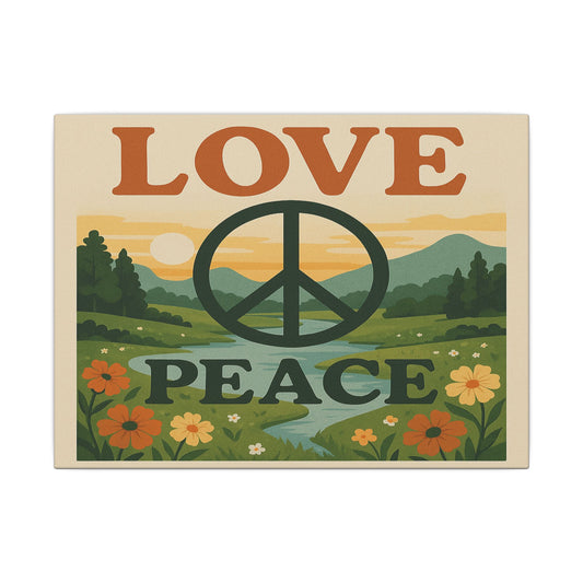 Peace Love Canvas Art, Boho Wall Decor, Nature Print, Retro Home Decor, Gift for Him/Her, Inspiring Art for Livspaces