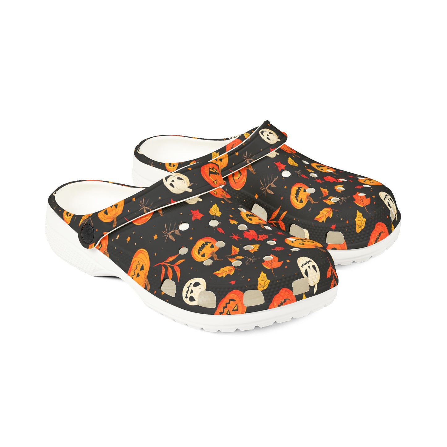 Halloween EVA Foam Rubber Shoes, Fun Clogs, Festive Footwear for Fall, Holiday Shoes, Pumpkin Pattern Slippers