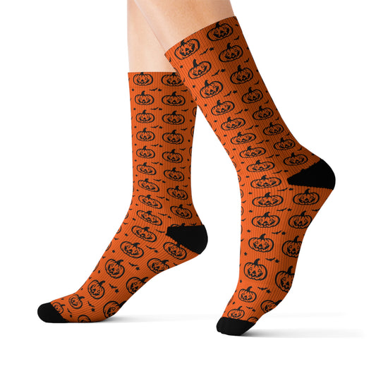 Halloween Pumpkin Socks, Cozy Fall Accessories, Cute Gift for Halloween, Fun Sock Design, Holiday Party Wear
