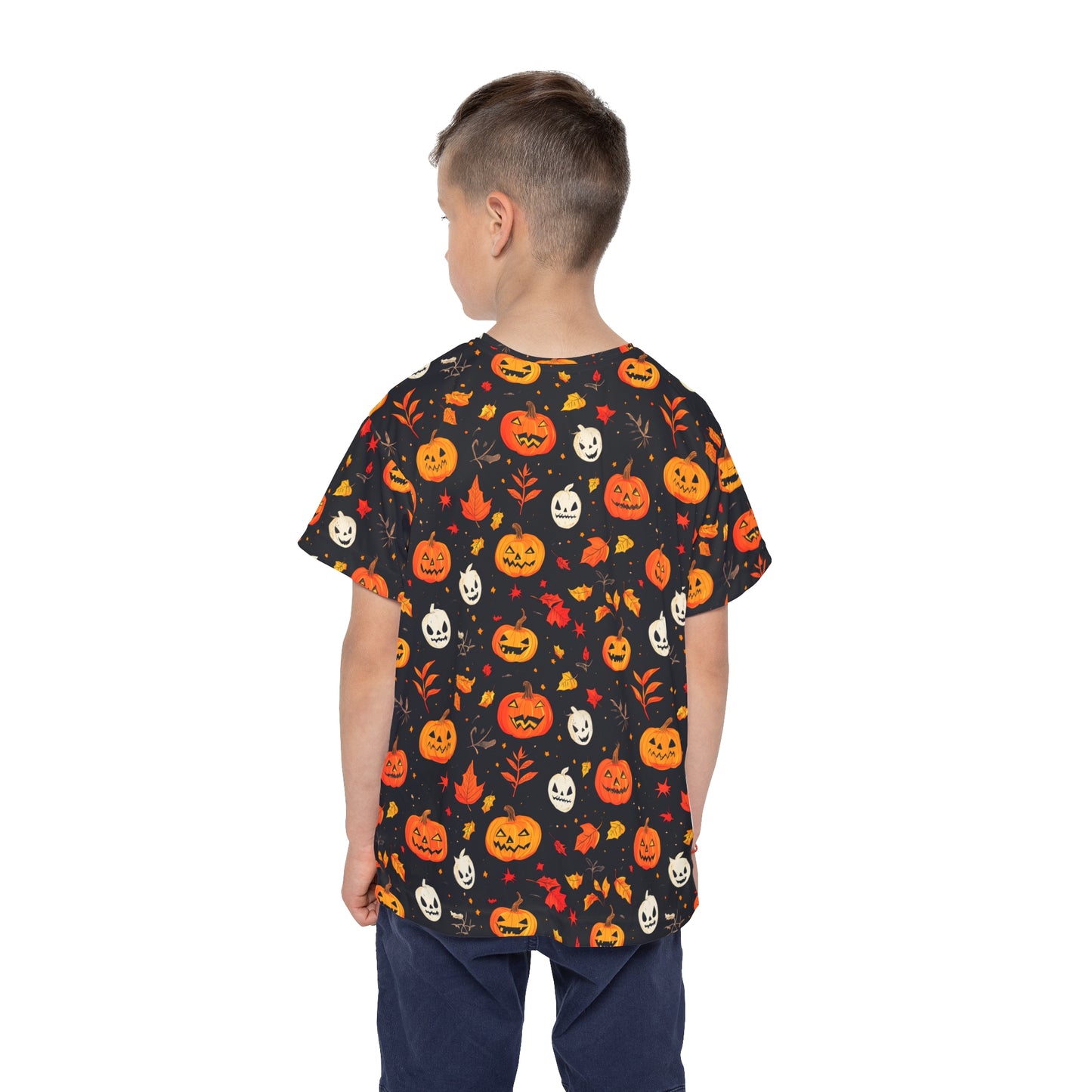 Kids Halloween Sports Jersey, Fun Fall Tee, Pumpkin Theme Athletic Shirt, Seasonal Playwear, Trick or Treat Apparel