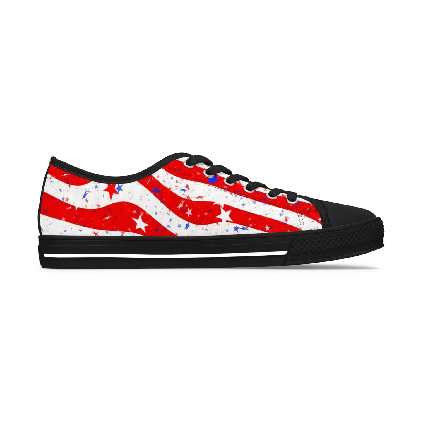 Patriotic Low Top Sneakers for Women, Comfortable Red White Blue Kicks, Ideal for 4th of July, Casual Everyday Wear, Festival Footwear