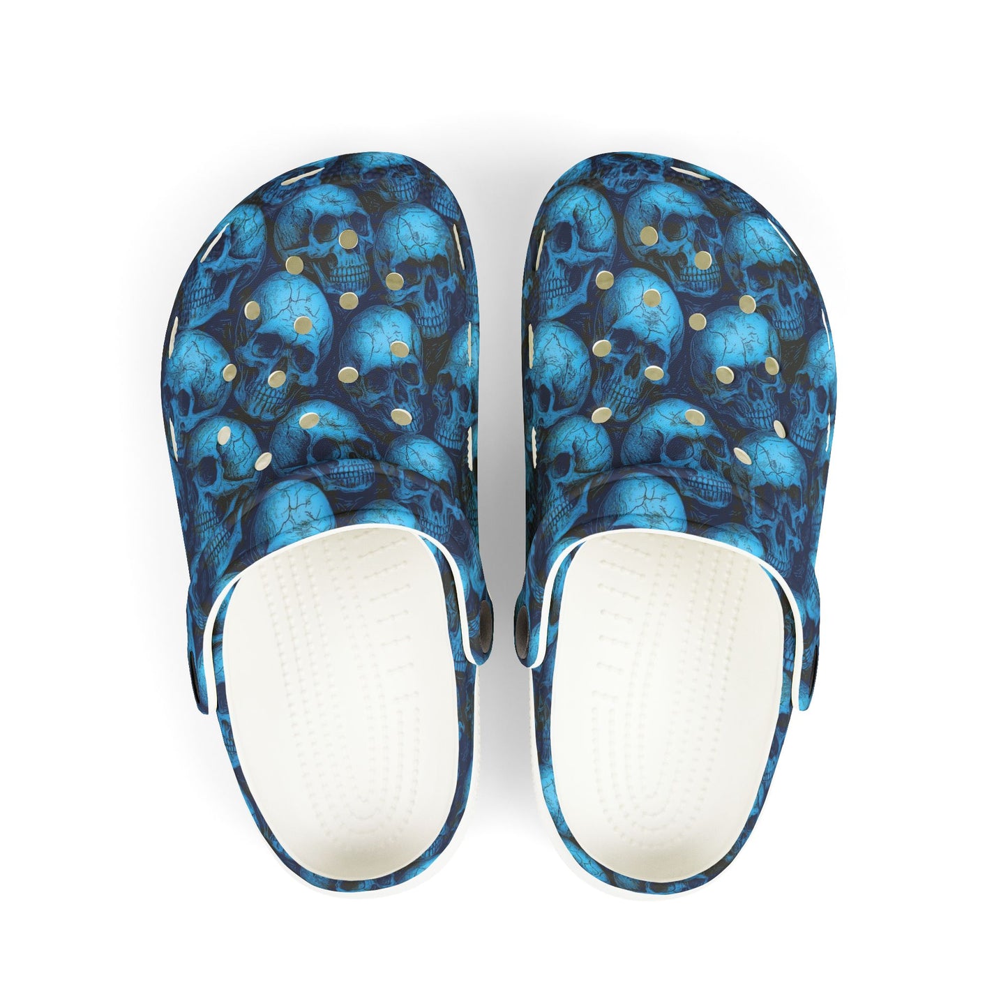 Blue Skull Pattern Kid's Clogs, Fun EVA Foam Shoes for Kids, Stylish Summer Footwear, Perfect for Playdates, Festivals, Birthdays