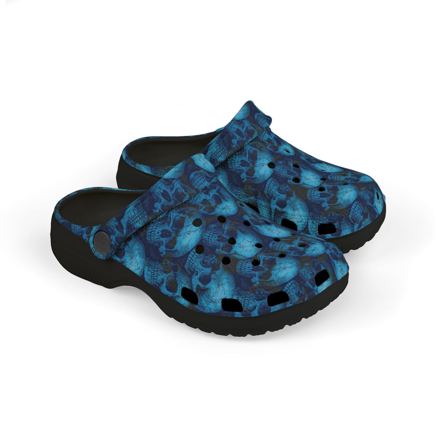 Blue Skull Pattern Kid's Clogs, Fun EVA Foam Shoes for Kids, Stylish Summer Footwear, Perfect for Playdates, Festivals, Birthdays