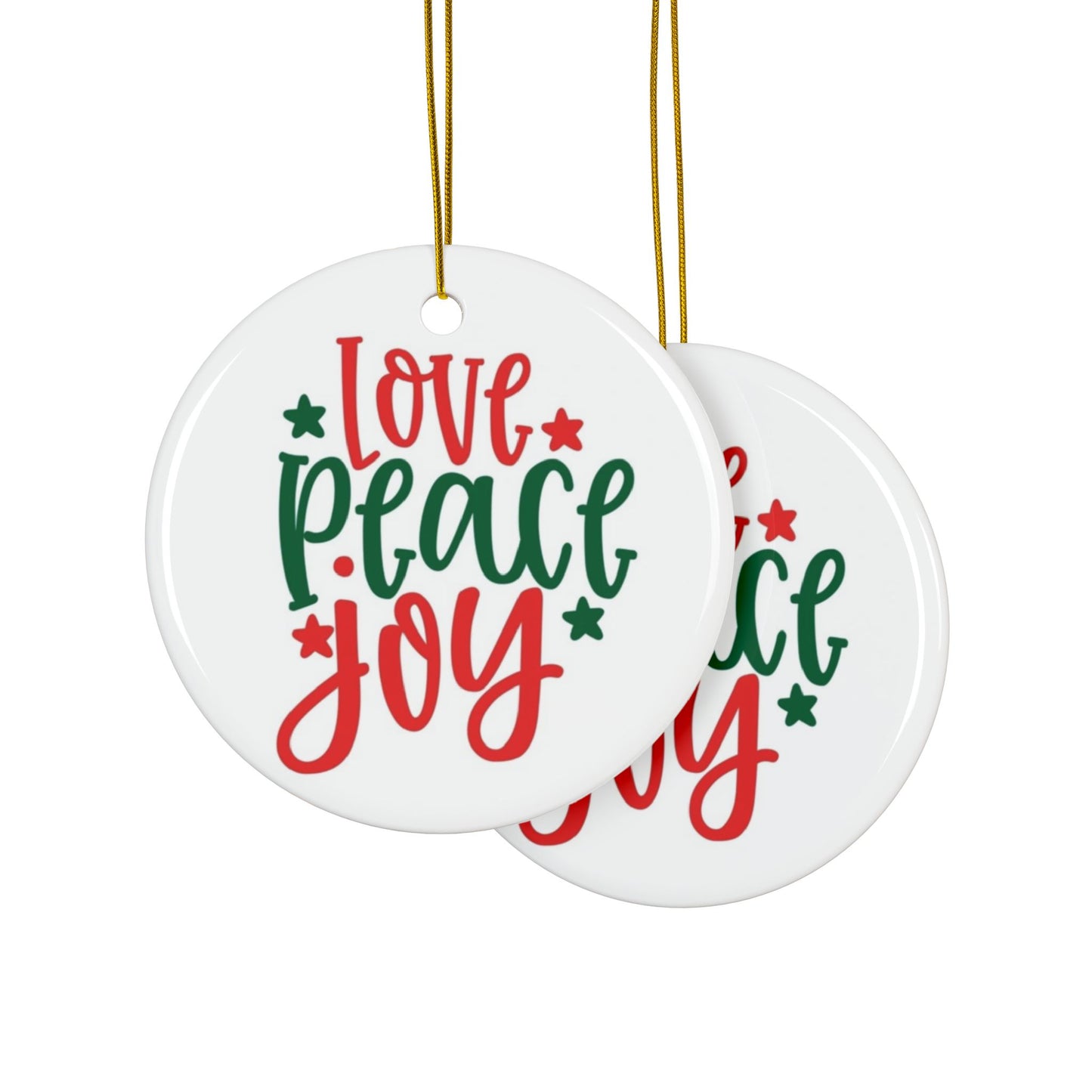 Holiday Decorative Ceramic Ornaments - Love, Peace, Joy (Set of 1, 3, 5, 10)