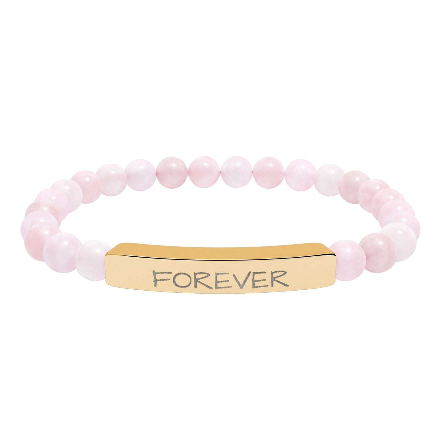 Engraved 'FOREVER' Natural Stone Stretch Bracelet