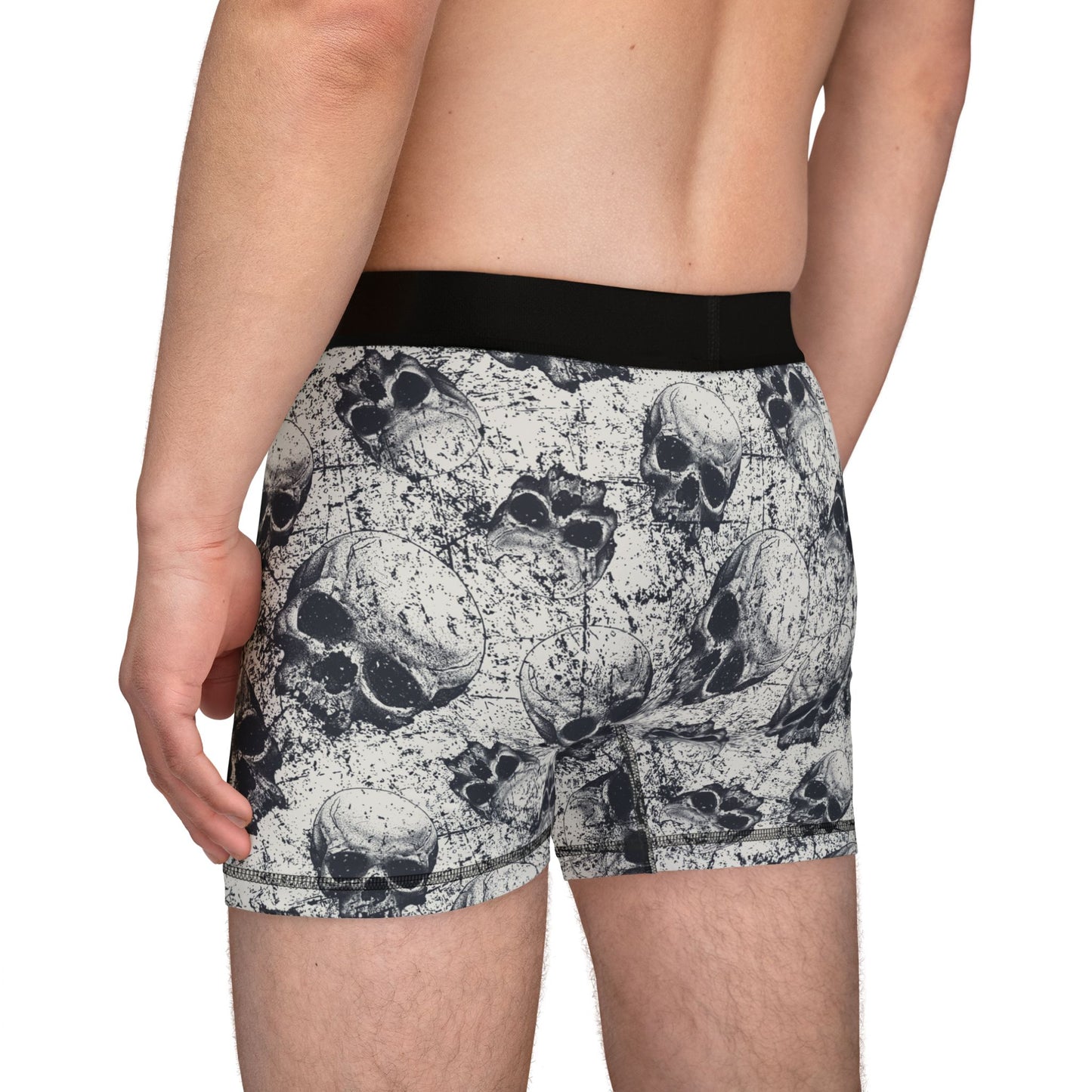 Skull Print Men's Boxers, Gothic Underwear, Unique Men's Loungewear, Halloween Gift, Comfortable Boxer Briefs