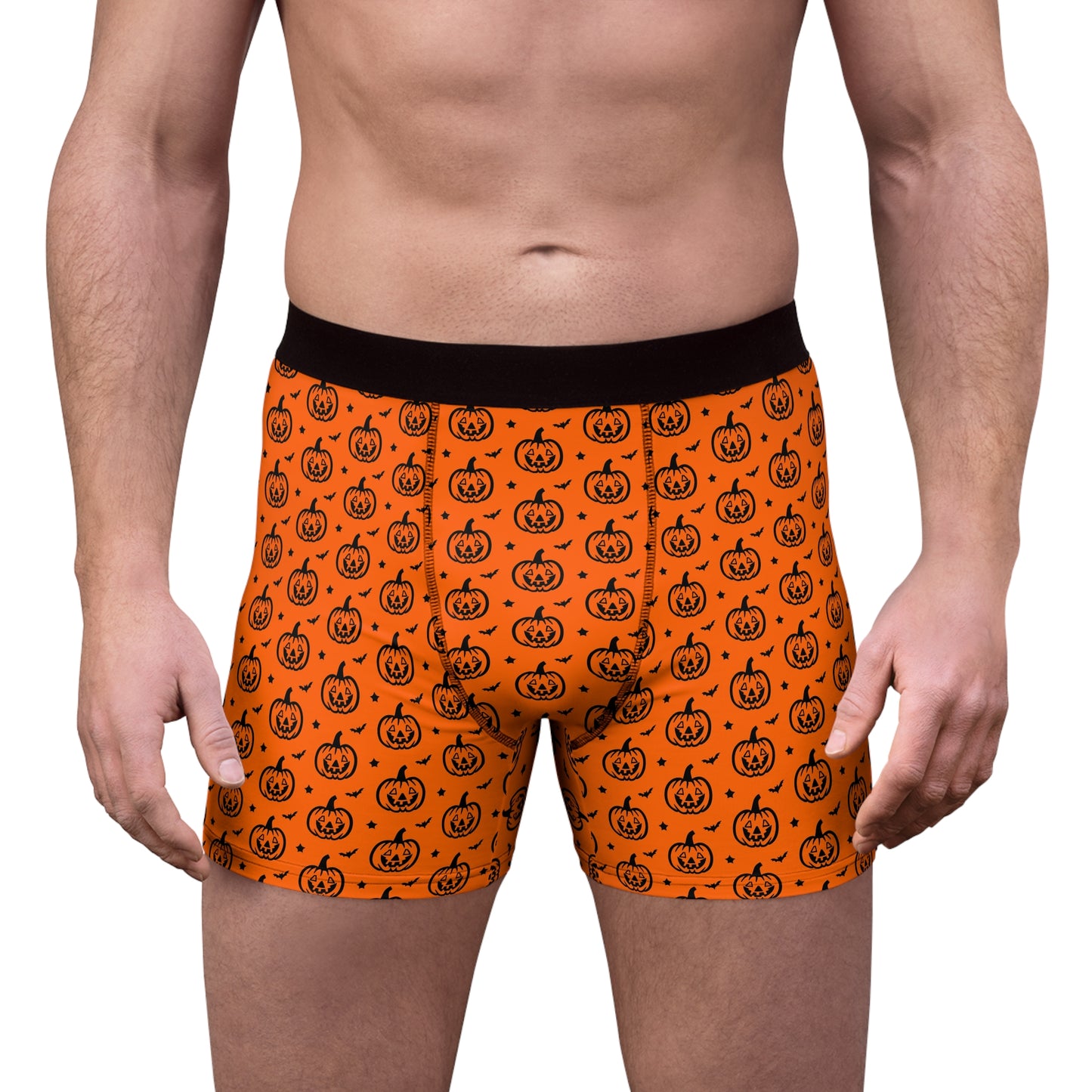 Men's Halloween Pumpkin Boxer Briefs, Fun Men's Underwear, Holiday Loungewear, Spooky Costume Accessory, Gift for Him
